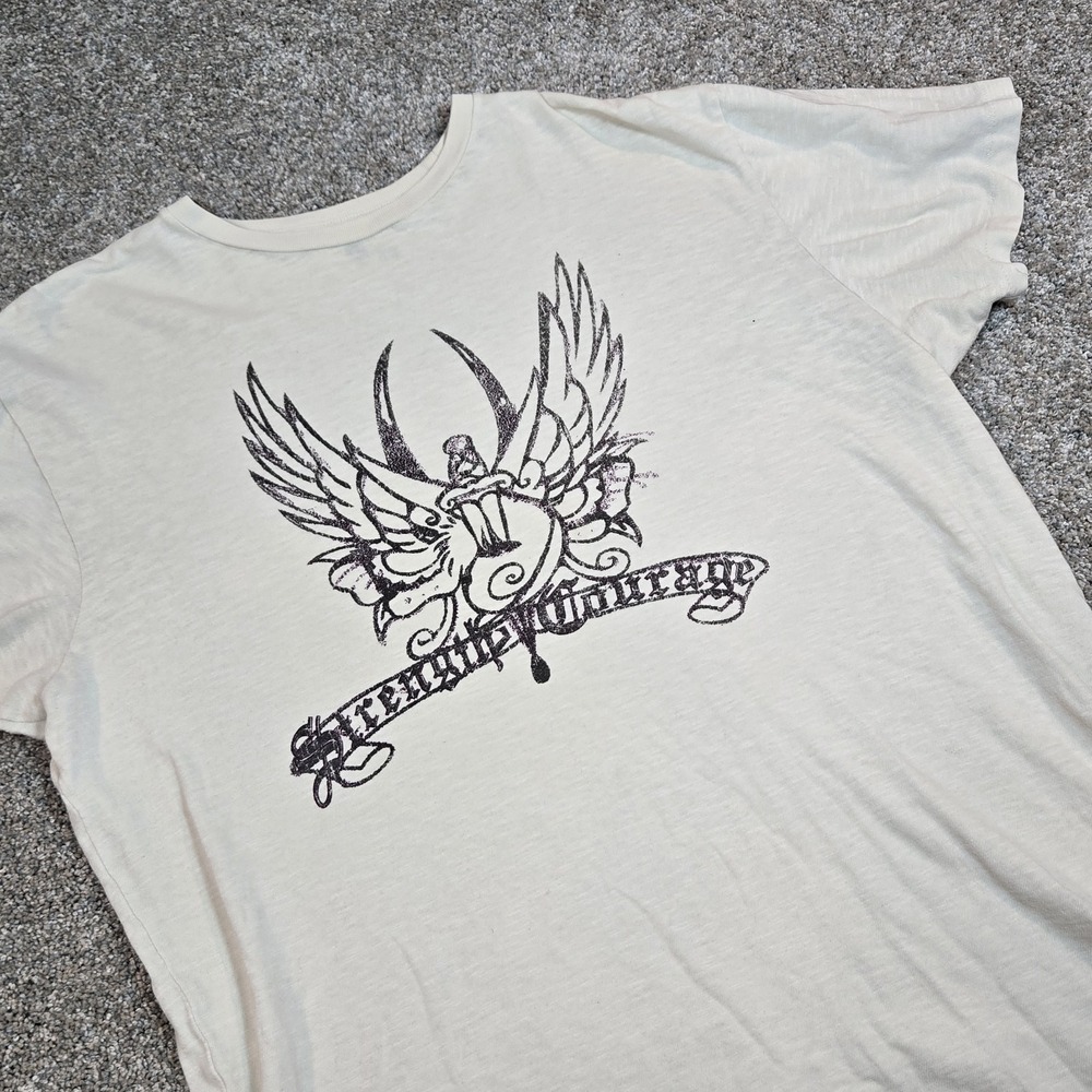 Gap Y2K Affliction Style Eagle Grunge American T-Shirt Mens XL White